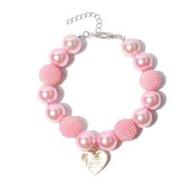 Dogs Collar Love-heart Pendant Pet Jewelry Resin Fashion Dogs Faux Pearls Necklace Loop