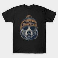 Men Black Print T-shirt Chicago-Bears M5160 No-Cut Transfer Paper Print Cotton Tshirt 2XL juoda
