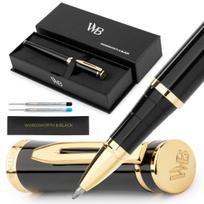 Wordsworth and Black Rollerball Pen Luxury Pen 24K Gold Black Ink Gift for Men Professional Lovely Luxury Pen - - Finish, Lacquer, Refill, Refillable, auksas