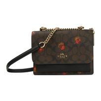 Coach Klare 21 Floral Snap Closure Coated Canvas And Leather Shoulder Crossbody Bag Women bags Brown Black C5797-IMOSN Basic Set (Bag+Dust Bag)