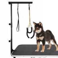 Dog Grooming Table Arm Height Adjustable Two No Sit Haunch Holder Three Section Design Suitable for Medium, Small Dogs, and Cats juoda