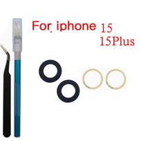 Galinės kameros stiklas su lipnia juosta ir remonto įrankių rinkiniu, skirtas iPhone 11 12 13 14 15 Pro Max pakeitimui 15-15Plus