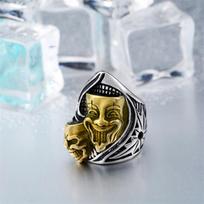 New Creative Hip-hop Style Fashionable Double Ghost Head Domineering Ring 6