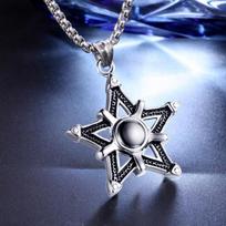 Necklace Hollow Five-pointed Star Men's Trendy Pendant 50CM(Necklace Size)