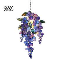 Visual Effect Decor Wisteria Suncatcher, Acrylic Hanging Flower Branch Ornament, Stained Glass Style Floral Suncatcher Window for Home Garden, 1pc