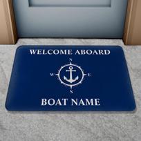VIKAMA Personalizuotas valties pavadinimo sveikinimo kilimėlis, vonios kambario kilimėlis, idealus jūrų uosto namams arba jūrinio stiliaus vonios kambario dekoravimui 40cm x 60cm