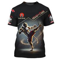 Cool New Muay Thai Graphic T-shirt for Men 3d Print Tiger Dragon Graphic Personality Custom Name T Shirt Summer Gym Fitness Tee XL