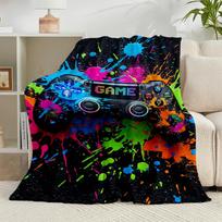 1PC Colorful Gaming Adventure Flannel Blanket Gift, Suitable for Both Men And Women, Soft Ideal for Beds And Sofa, Birthday Or Christmas Gift 75x90cm