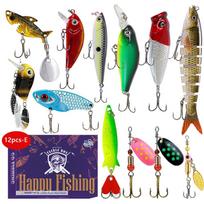 Metal 12 Luya Bait Blind Box Set Hooks Mino Rotating Sequin Multi-section Fish 230g Full Water System for Carp Bass Marlin Lake (Violet,Standard) violetinė