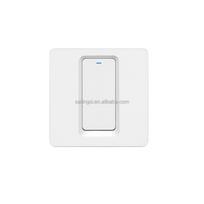 SLS for Tuya WiFi Smart Wall Light Switch Neutral Wire 1 Gang Push Button EU Works Alexa Google Home Max. Voltage 240V ABS PC (White,86*86*35mm&Eu Standard) balta