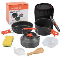 Outdoor Water Kettle Camping and Picnic Equipment Complete Set of Pots Portable Butane Stove for Outdoor Tea Brewing Pot oranžinė