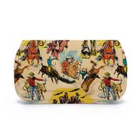 Cowboy Stationery 3D Cartoon Double-Layer Flip Pen Case Best Gift for Boys Girls School Supplies Pencil Pouch Made of Leather geltona