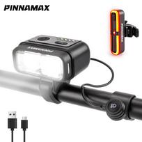 PINNAMAX LED Bicycle Riding Headlight & Brake Tail Light Combination Set Large-capacity Battery Waterproof USB Charging Light Handlebar&100LM