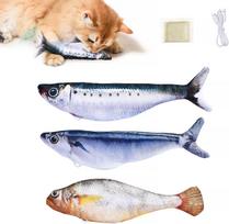 Rechargeable Realistic Flopping Fish Cat Toy Interactive Tap-Activated Toy with 3 Flapping Modes for All Cat Breeds (Blue,S) mėlyna