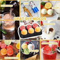 Easy Release Silicone Ice Cube Mold 6 Cubes Ice Making Accessory Rose Ice Cube Tray  Homemade Juice juoda