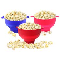 Collapsible Silicone Lid Microwave Popcorn Maker with BPA Free Bowls 6.15inch rožinė