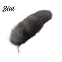 Rotatable Lobster Clasp Keychain Extra Large Fake Fox Tail Oversized 40cm gray