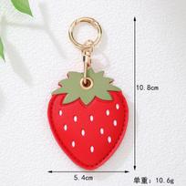 Strawberry Shaped Keychain Card Holder - ID Badge Case for School Access One Size