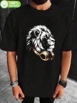 Unissex's Lion With Glasses & DJ Headphones T-Shirt S