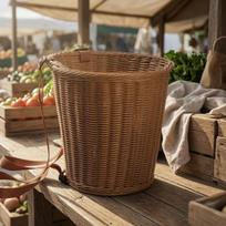 Imitation Rattan Backpack Picnic Basket Reinforced Border Woven Carrying Iron Frame