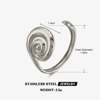 Stainless Steel Vortex Open Ring for Women Men Exquisite Vintage Geometric Whirlpool Finger Ring Casual Versatile Jewelry Gift