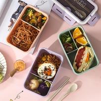 2PCS 1.1L Leakproof Lunch Box 2 Compartment Bento Lunch Box Food Storage Container  For Office mėlyna