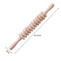 Wooden Massage Roller Stick with 12 Rotating Wheels for Muscle Relaxation and Back Massage Natural Solid Wood Meridian Acupressure Tool One Size chaki
