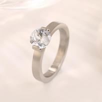 1 Carat Shiny Crystal Ring For Wedding Titanium Steel Top Quality Gold Color Jewelry Love Gift Woman Ring 9