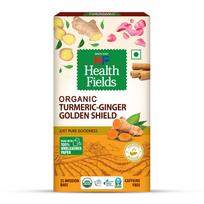 Healthfields Organic Turmeric Ginger Golden Shield | Herbal Infusion Tea | Caffeine-Free | Immunity & Digestion Support | 25 Infusion Bags