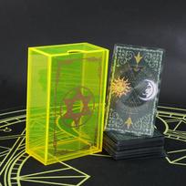 Hexagram citrinos geltonos akrilo dėžutės auksinės folijos taro rinkinys kortų stalo žaidimas Kortų žaidimas partijos kelių žaidėjų žaidimas