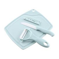 Kitchen Three Piece Set Ceramic Fruit Knife Set Mini Plastic Cutting Board Peeling Knife Household Small Knife Kitchen Gadgets mėlyna