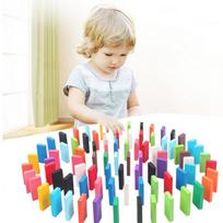 Spalvingi domino kauliukai, 120 dalių vaikiško žaidimo mechanizmo, mediniai domino kaladėlės beige