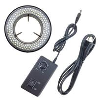 Microscope Ring Light 144 LED External Brightness Adjustable Adapter Illuminator