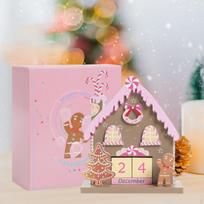 Wooden Advent Calendar Festive Decor Desktop Ornament Tabletop Centerpiece for Family style A