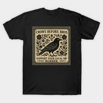 Men Black Print T-shirt Crows-Before-Bros No-Cut Transfer Paper Print Cotton Tshirt S juoda