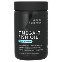 Sporto tyrimai, Omega-3 žuvų taukai, trigubas stiprumas, 120 minkštųjų gelių