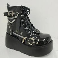 Soleist New Gothic Style Platform Vampire Cosplay Women Mid-calf Boots 2024 Winter Wedges Comfy Women Motorcycle Boots Shoes 35