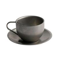 Retro frosted coffee cups and saucers, original made 304 stainless steel, Japanese Industrial style metal cup set, afternoon tea 101-200ml