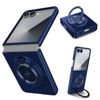 Luxury Magnetic 360°Rotatable Metal Bracket Case For Samsung Galaxy Z Flip 7 FE 6 5 4 3 Wireless Charge Frosted Protection Cover Galaxy Z Flip6 mėlyna