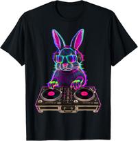 House Music Festival Bunny DJ Techno Rave EDM Easter Rabbit T-Shirt S įvairiaspalvis