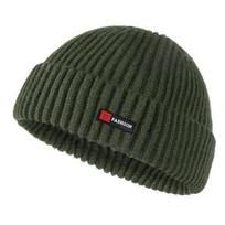 Men Winter Hat Solid Color Dome Stretchy Dome Knitted Thermal Anti-slip Fall Winter Beanie Outdoor Cycling Work Street Cap žalia