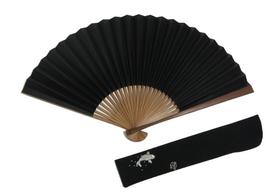 handcrafted by Kyoto with fan case and wooden box [Hasegawa] Kyoto-style fan, artisans, (black) juoda