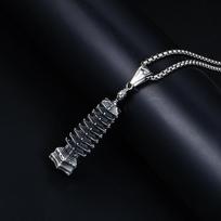 Jewelry Titanium Steel Pagoda Pendant Punk Retro Trendy Men Hexagonal Pagoda Titanium Steel Pendant 50CM(Necklace Size)