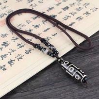 Xizang Devynių Akių Dangaus Karoliukai Senovinis Universalus Tibeto Budos Karoliukų Pakabukas 50CM(Necklace Size)
