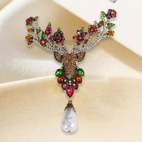 Heavy Industry Deer Head Exaggerated Oversized Elk High-end Pendant Accessories Brooch 3cm*5cm