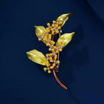 Osmanthus Has a Versatile Temperament, High-end Women, Simple Forest Style, Botanical Luxury Brooch 3cm*5cm