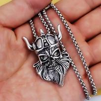 European and American Retro God of War Pendant Titanium Steel Devil Men's Necklace 60CM