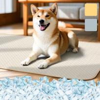 JC HOUSE Dog and Cat Summer Cooling Ice Silk Heat Mesh Dog Pet Small to Medium Pet 55 x 70cm Bed, Mat, Washable, Relief, Cool-to-the-Touch Material, smėlis