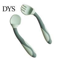 Ergonomic Baby Spoon Fork Training And Set, Flexible Non-Slip Utensils, Rounded Infant Feeding Edges Self-Feeding Tools, for Left/Right Handed mėlyna