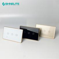 SHINELITE US WIFI Smart Home Switch with Color Frame 500W 3 Gang Wall Touch Switch Work with Alexa Google Smart Life 72*118mm&US Standard auksas
